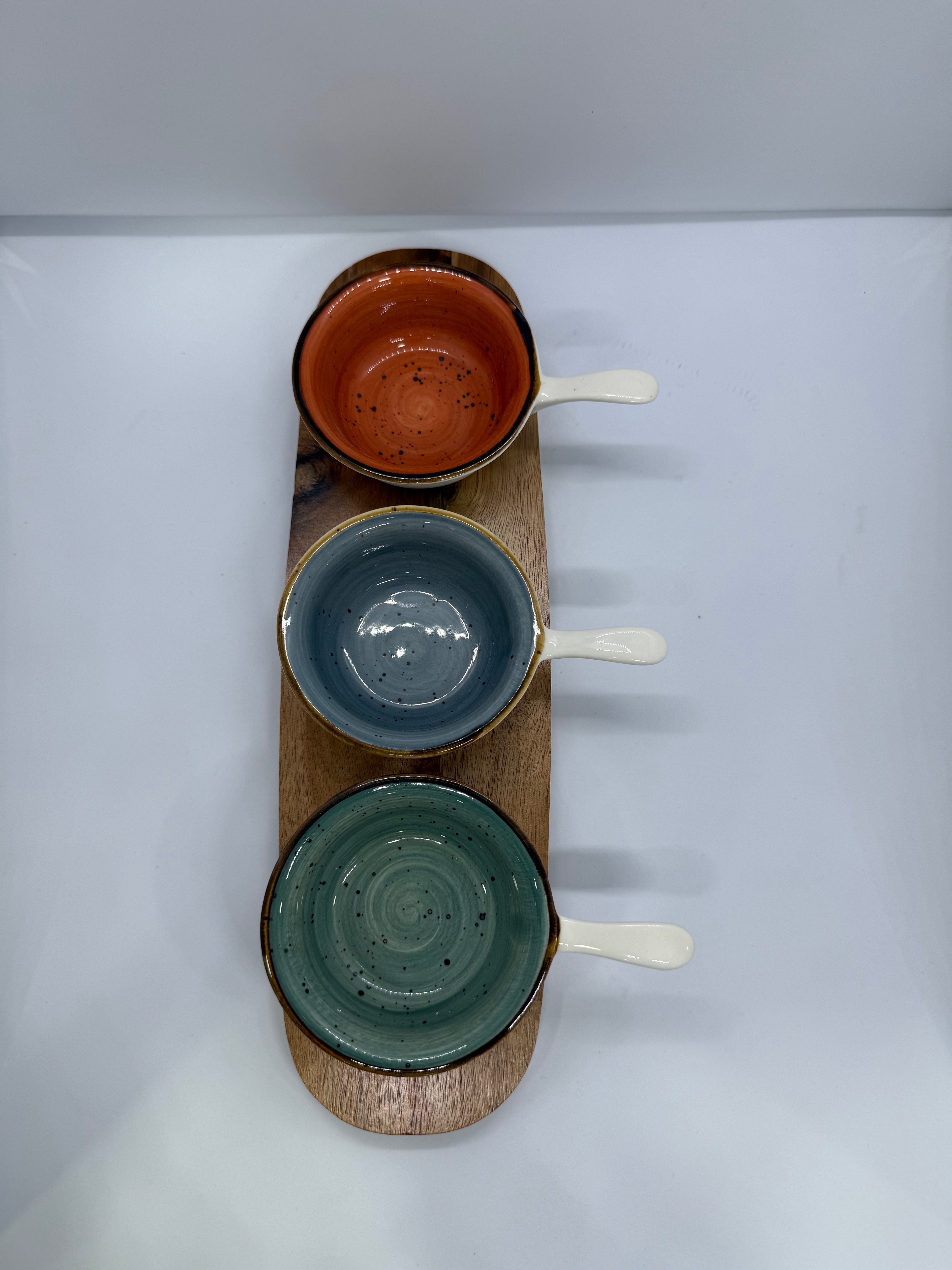 Wood Board w Serving Cups